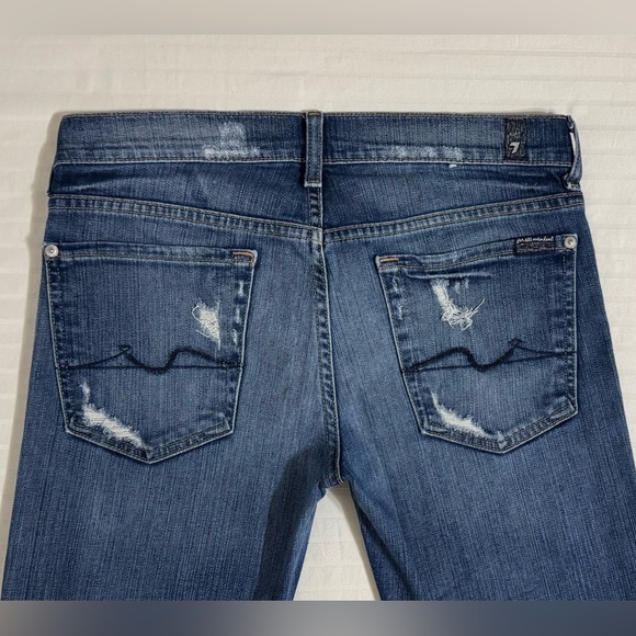 7 For All Mankind Josefina Crop Skinny Boyfriend Jeans Distressed Size 27 - Picture 5 of 14